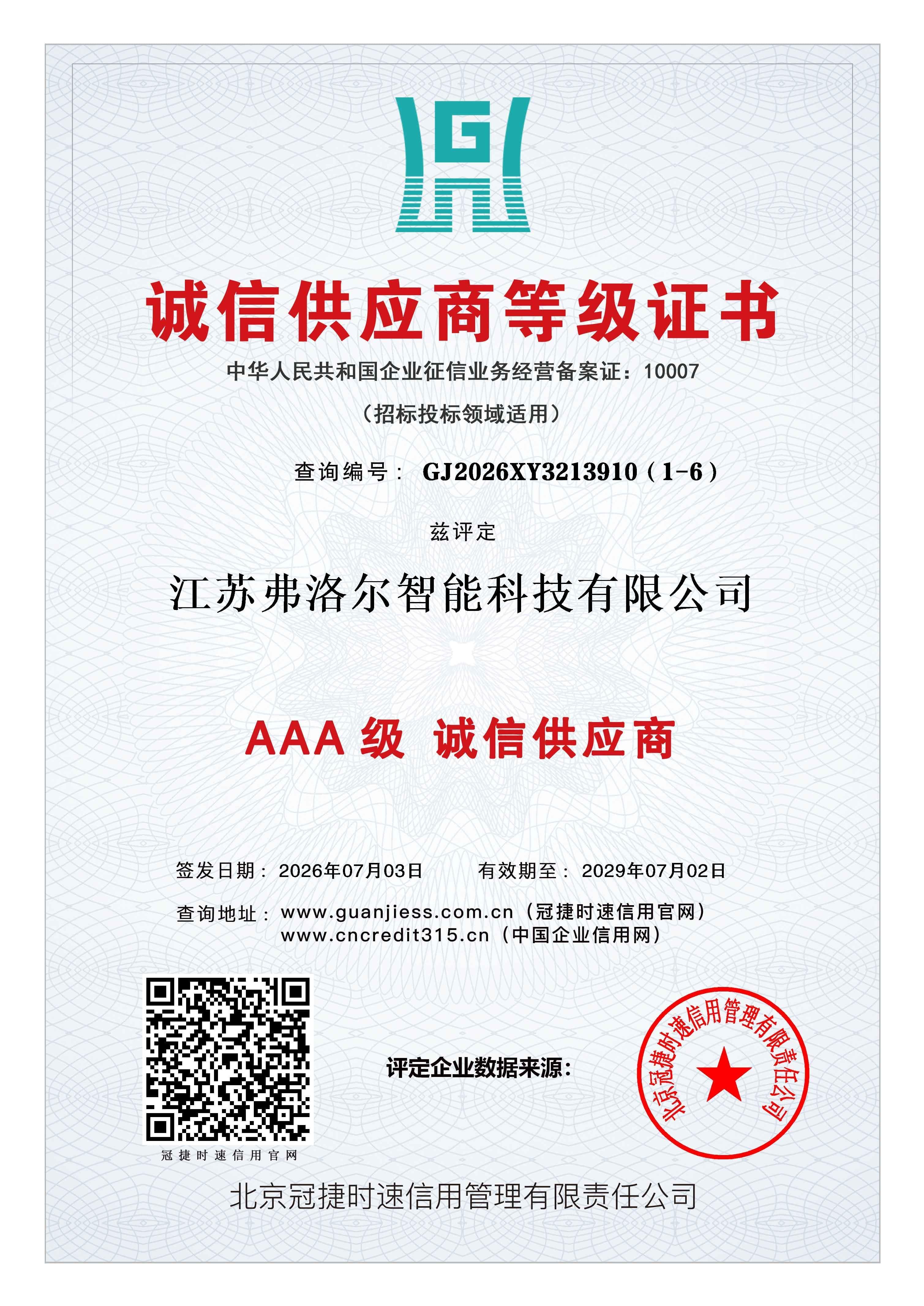 Integrity Supplier Level Certificate